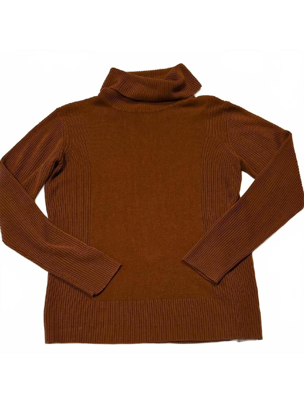 Carol Rose Orange Brown Turtleneck Sweater Size Small